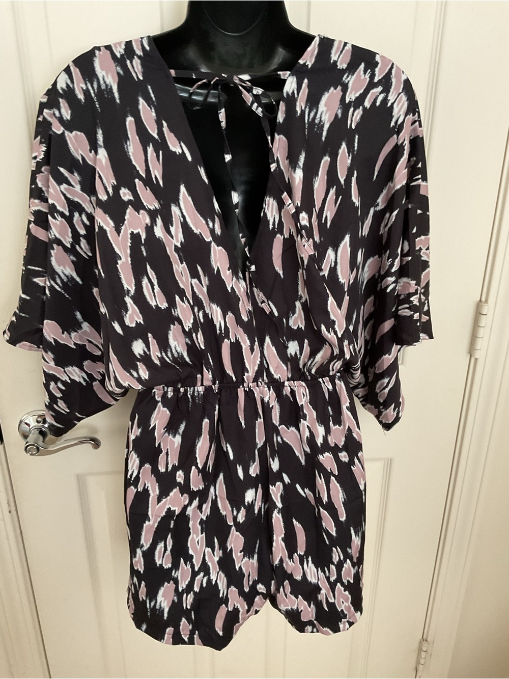 Floral Blooming Women's Black & Dusty Pink Printed Romper - Picture 2 of 3